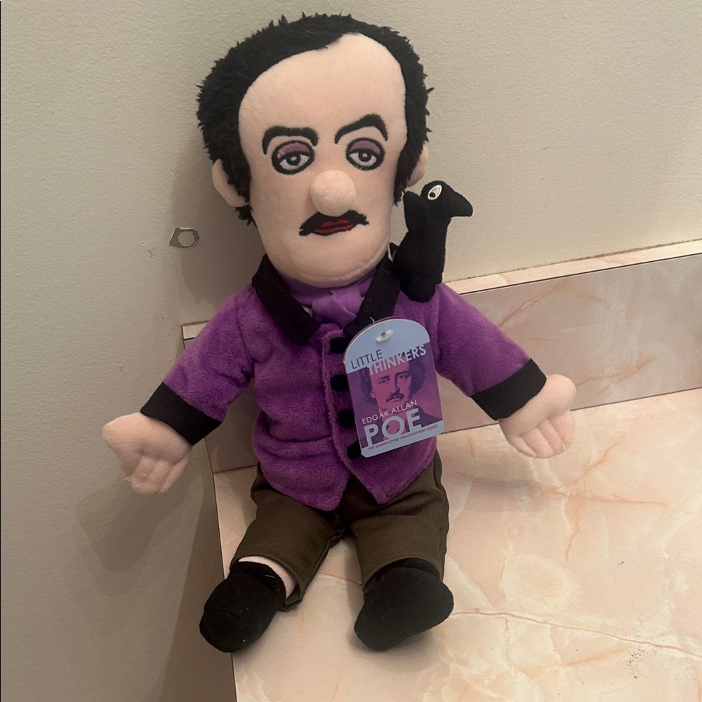 Little Thinkers Edgar Allan Poe Plush Toy - Purple and Black With Pinback Button